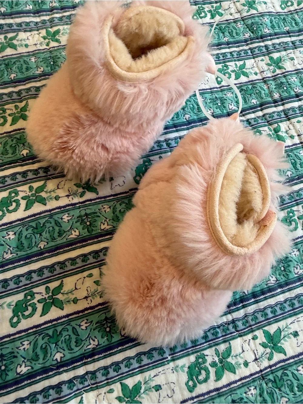 UGG Fur Booties and Baby Beanie - Pink